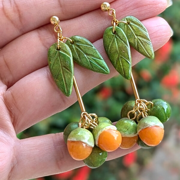 Mini Quenepa Bunch Fruit Earrings - Image 4