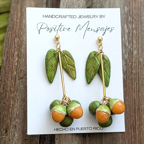 Mini Quenepa Bunch Fruit Earrings - Image 2