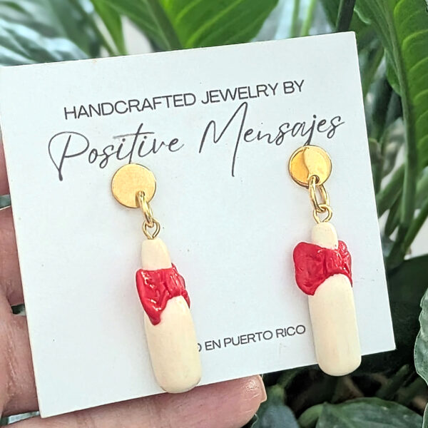 Puerto Rican Coquito Bottle Earrings with Bow - Image 4