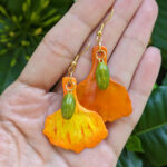 Flor De Flamboyan Petal Bud With Taino Symbol Earrings