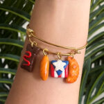 Puerto Rico Flag Pastel Alcapurria Empanadilla Side Open Bracelet