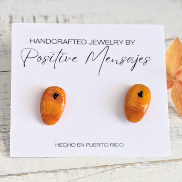 handmade yellow plantain earrings with flower