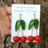 handmade cherry earrings on hand