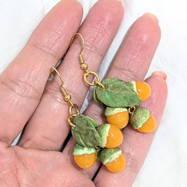 Quenepa Fruit With Leaves Earrings - Image 7