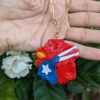 puerto rico flag necklace next to flower