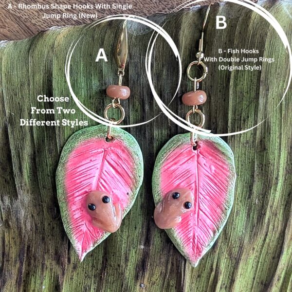 Artisanal Leaf Earrings with Puerto Rican Frog and Beads - Image 8