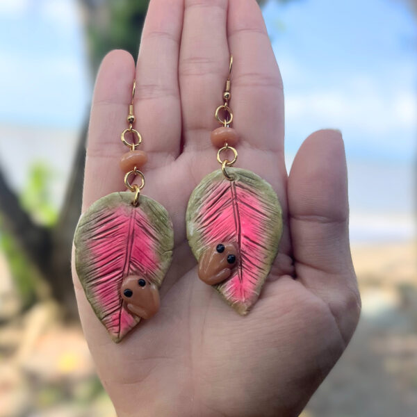 puerto rico coqui earrings on the beach