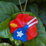 Puerto Rico Flag Maga Flower Necklace