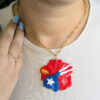 puerto rico gold chain necklace with flag