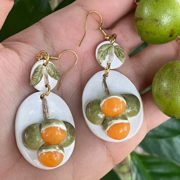 puerto rico fruit earrings next to quenepas