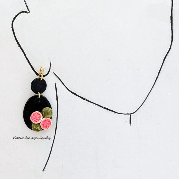 handmade guava fruit earrings on ear