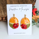 Quenepa Fruit With Hibiscus Flower Earrings