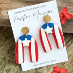 Puerto Rican Flag Arch Circle Statement Earrings