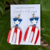 handmade boricua flag earrings on jewelry card