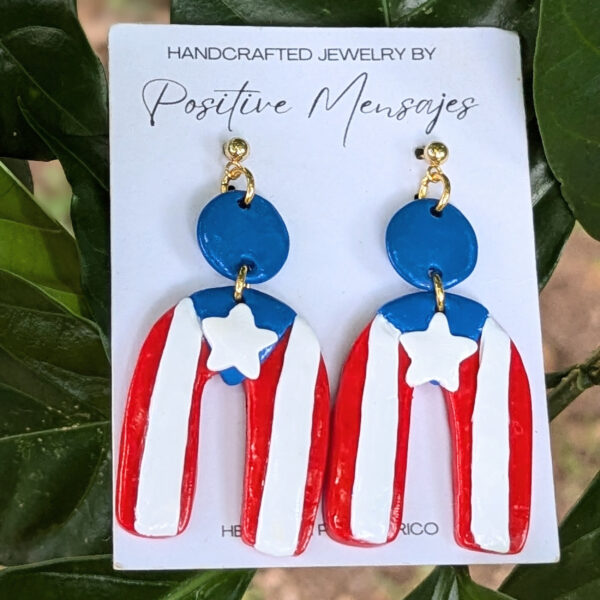 Puerto Rican Flag Arch Circle Statement Earrings - Image 6