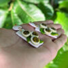 passion fruit earrings on hand with leaves