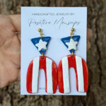 Puerto Rican Flag Arch Triangle Statement Earrings