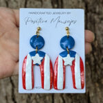 Puerto Rican Flag Arch Circle Statement Earrings