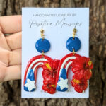 Puerto Rico Arch Flag Earrings With Flor De Maga Flowers