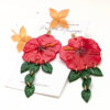 red hibiscus flower jewelry with yellow flowers