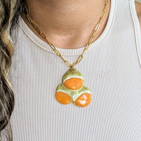 large fruit necklace on puerto rican woman