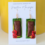 Long Puerto Rican Pasteles Earrings With Hibiscus Flowers