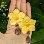 Flor De Canario Taino Earrings With Beads