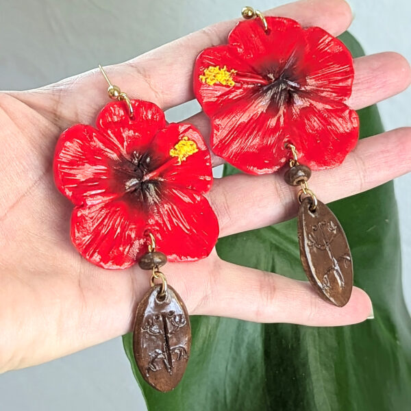Flor De Maga Taino Earrings With Beads - Image 3