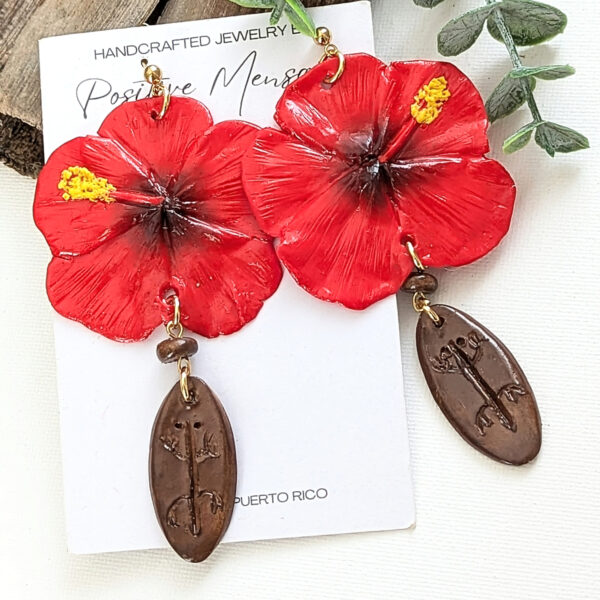 Flor De Maga Taino Earrings With Beads