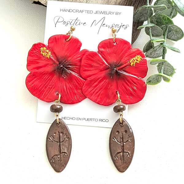 Flor De Maga Taino Earrings With Beads - Image 2