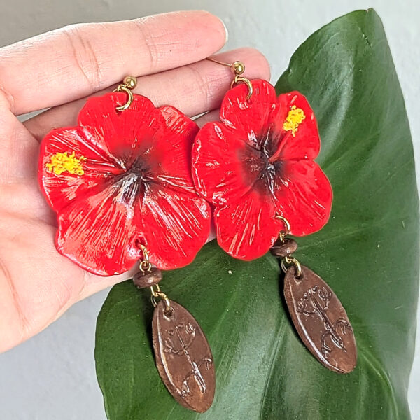 Flor De Maga Taino Earrings With Beads - Image 2
