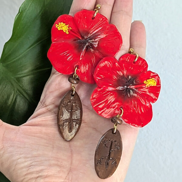 Flor De Maga Taino Earrings With Beads