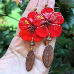 Flor De Maga Taino Earrings With Beads