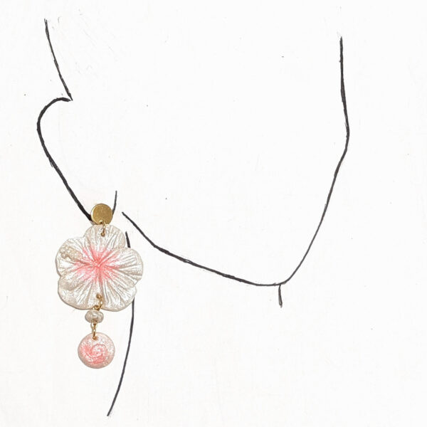 taino pink and pearl white earrings