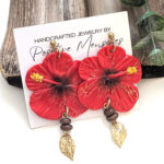 Flor De Maga Earrings With Beads and Golden Leaves
