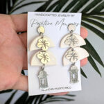 Semi Circle Earrings with Flor de Maga and Garita Inspired Charm