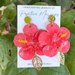 Flor De Maga Earrings With Long Leaf Center