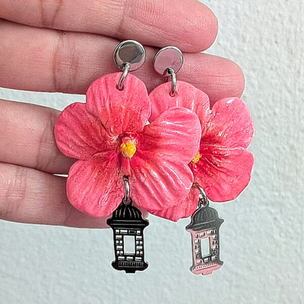Flor de maga earrings with garita charm
