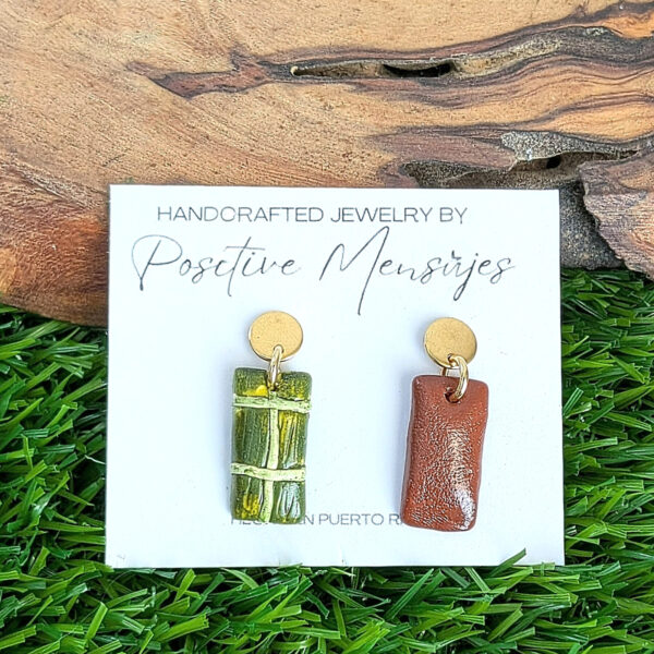 Puerto Rican Pasteles Earrings: Wrapped and Unwrapped