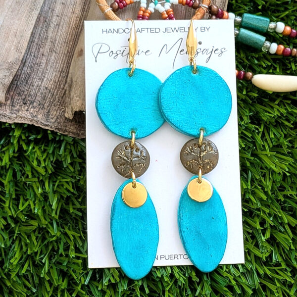 Taino-Inspired Oval and Circle Artisanal Earrings