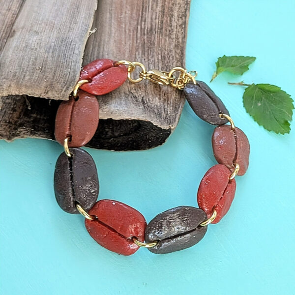 Hand-Carved CAFÉ Reversible Coffee Beans Bracelet
