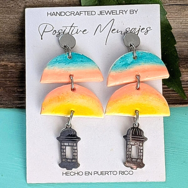 Garita Earrings with Sunset Over Island Sky