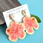 Yellow and Pink Hibiscus Flower Earrings