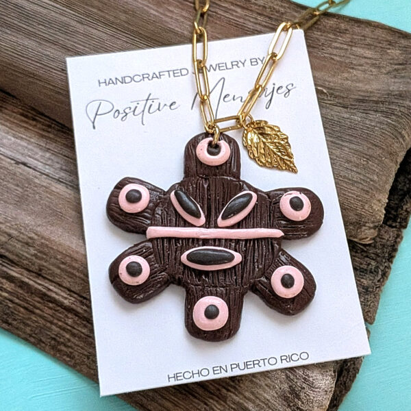 taino necklace with leaf pendant