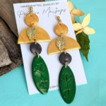Taino Inspired Long Layered Earrings with Leaf