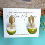 Green Coconut Stud Earrings From Puerto Rico