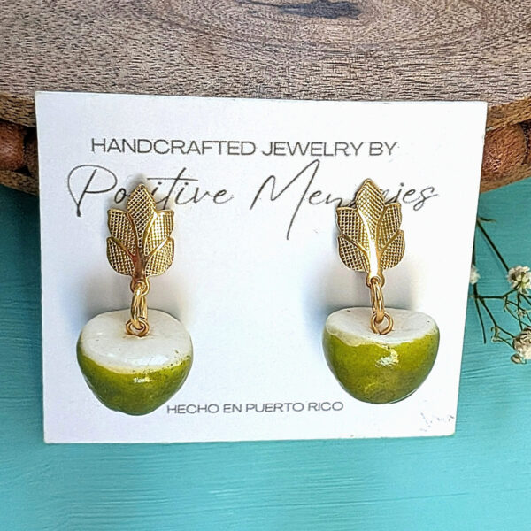 Green Coconut Stud Earrings From Puerto Rico