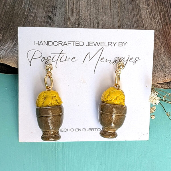 Puerto Rican Mofongo En Pilon Earrings