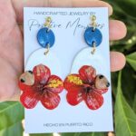 Frog and Flower Boricua Colors Earrings