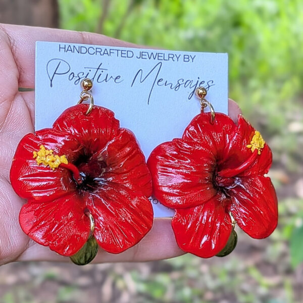 Flor de Maga Flower Earrings with Round Pendant